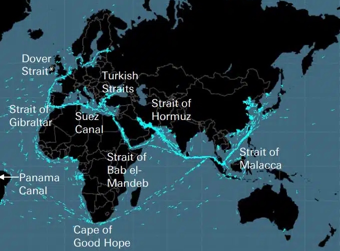 Map of important Sea straights